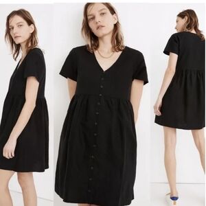 Madewell Black Button-Front Mini Dress